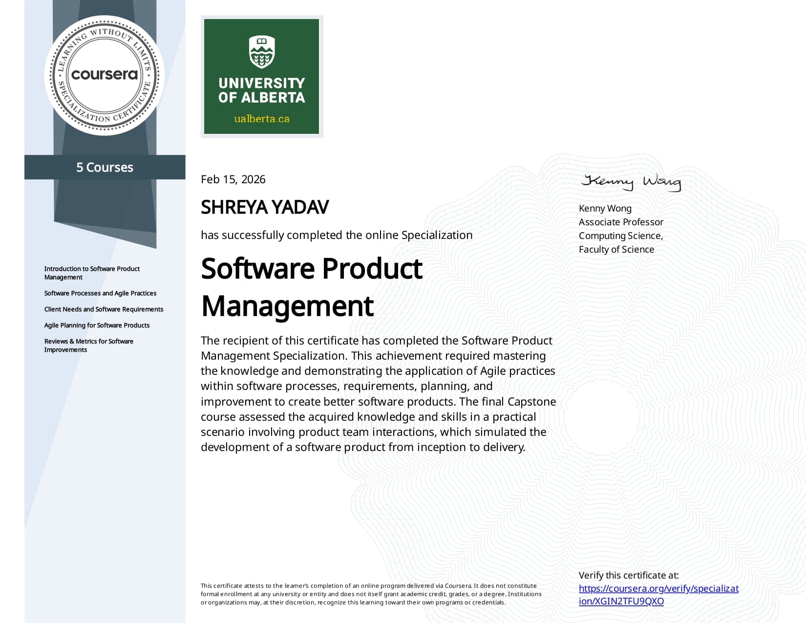 Software Product Management certificate